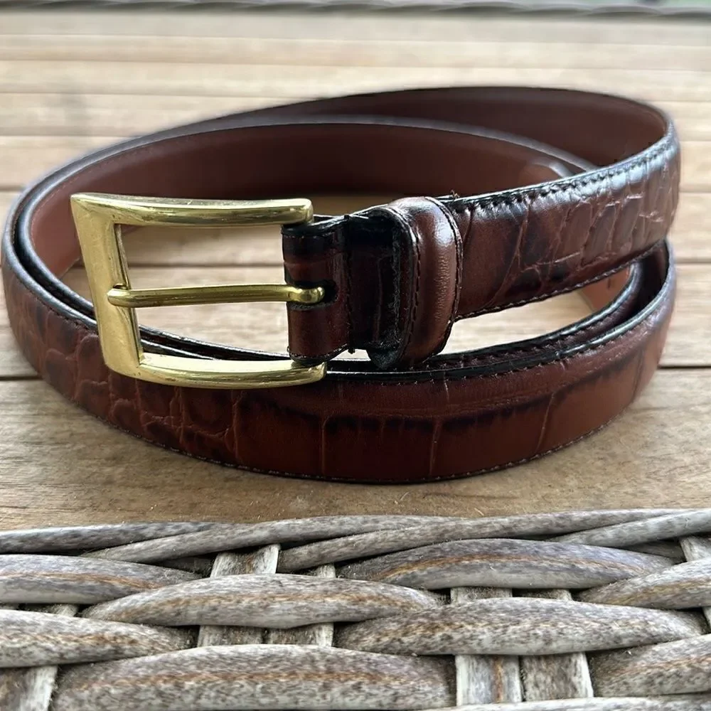 Crocodile Brown Mens Leather Belt 48